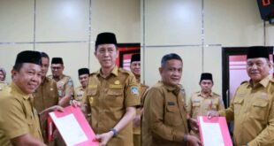 Bupati dan Wabup Bolsel Serahkan SK Plt Kepala Dinas Kominfo dan Satpol PP-Damkar